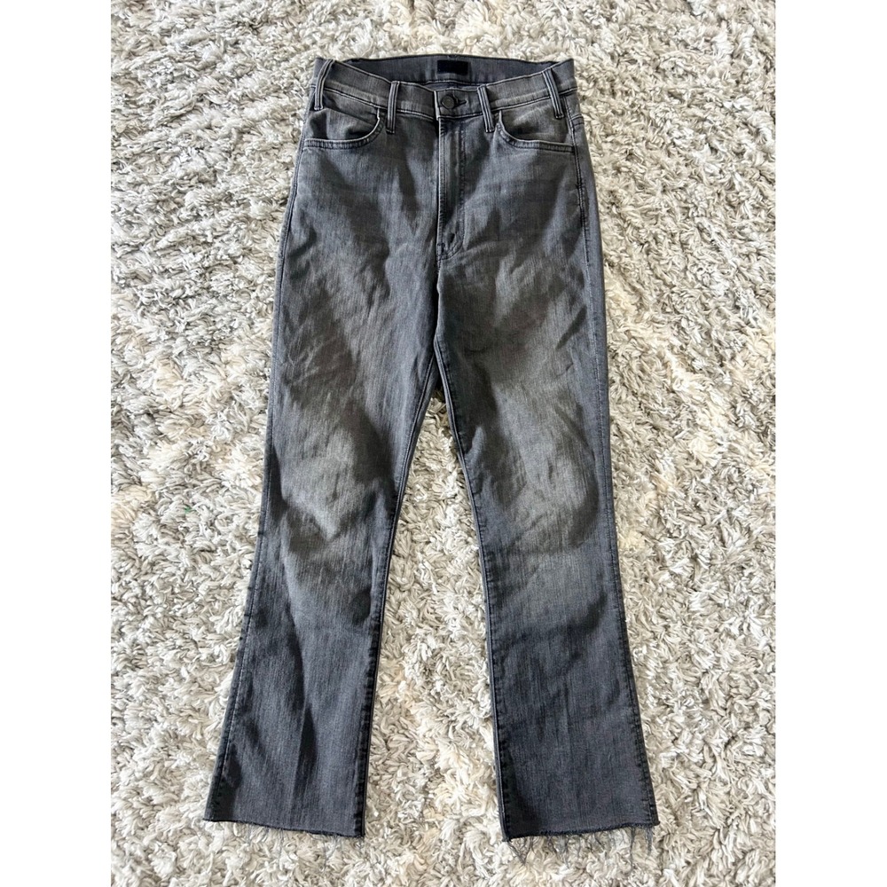 Mother Denim The Hustler Ankle Fray Jeans in Lighting Up Lanterns Black sz 27 - Picture 3 of 6
